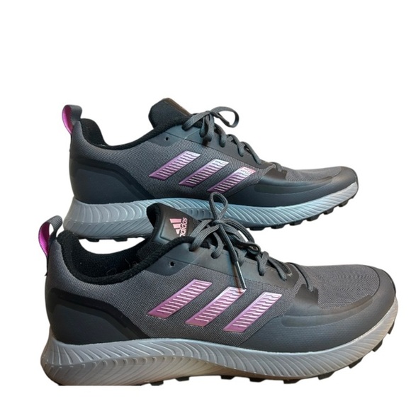 Adidas Runfalcon 2.0 TR Dark Grey/Purple Lace Up Trail Running Sneakers Size 11 - Picture 9 of 9